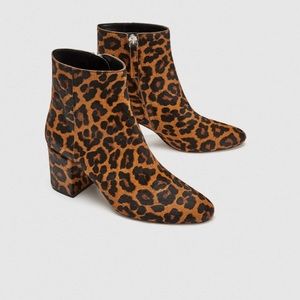 Zara animal print ankle boots